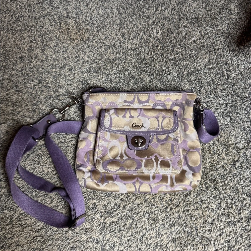 Coach Tan and Purple Crossbody Bag - Picture 1 of 8